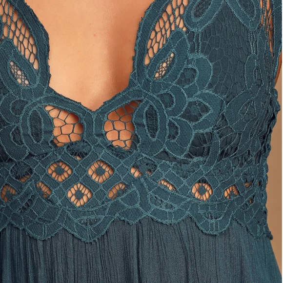 Free People Adella Maxi Slip Teal Jewel - Picture 2 of 4
